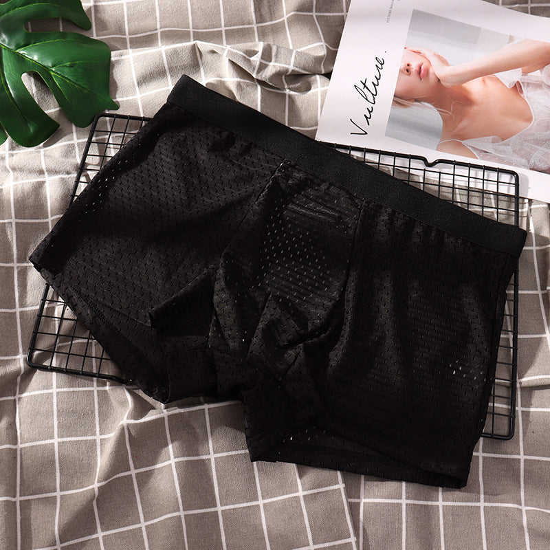 New Underwear Men Summer Ice Silk Mesh Breathable Middle Waist