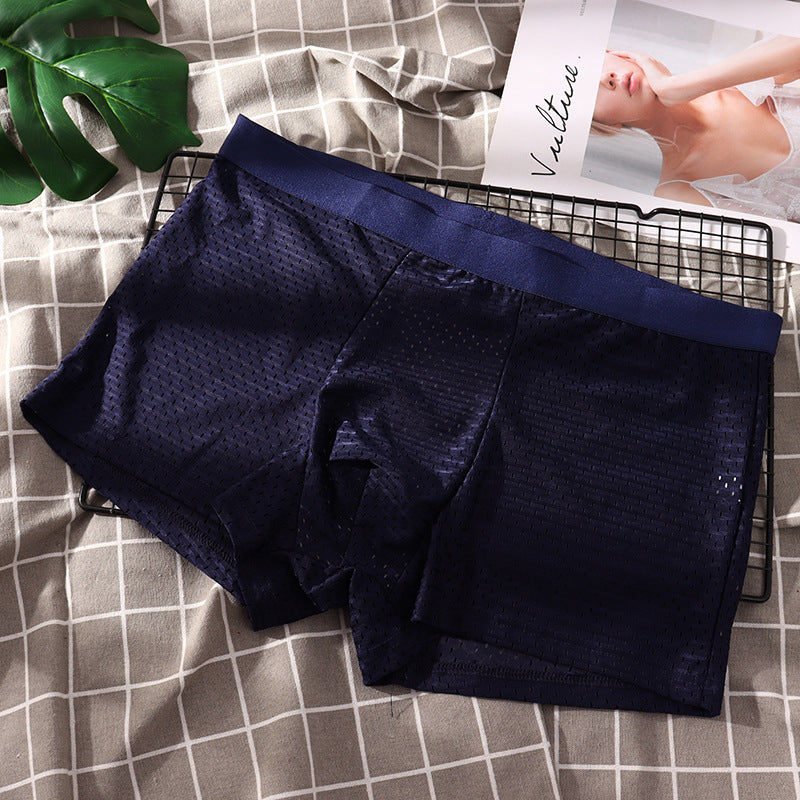 New Underwear Men Summer Ice Silk Mesh Breathable Middle Waist