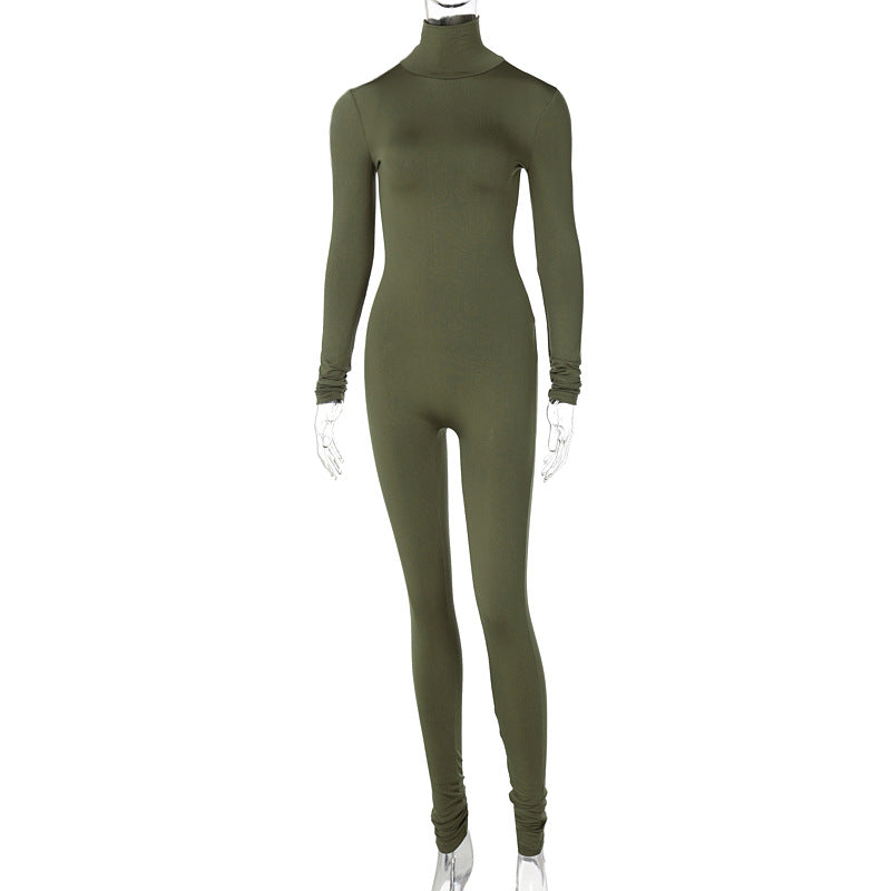 New Solid Color Tight-fitting Jumpsuit Pants Women