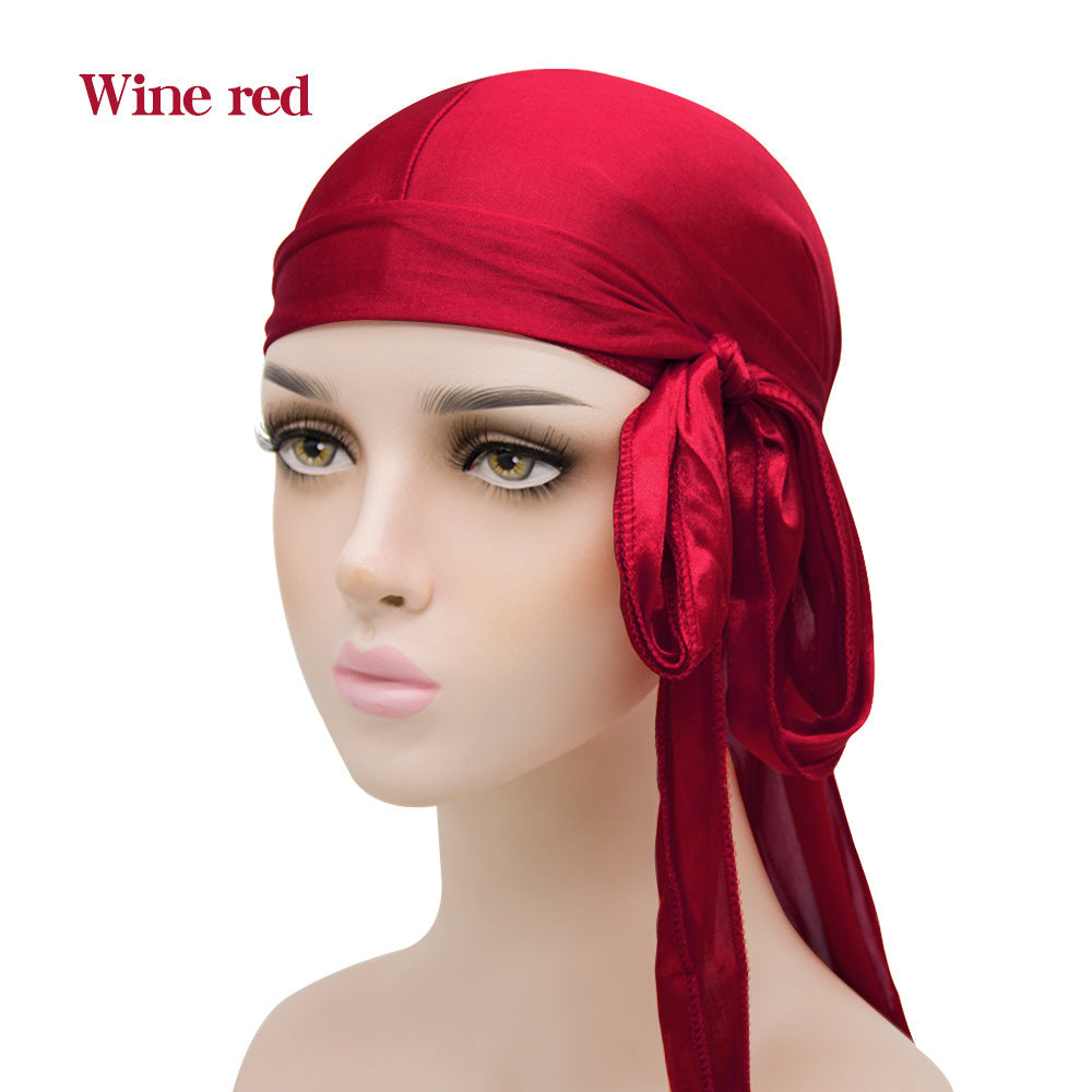 New Men And Women Satin Elastic Toe Cap Silky Long Tail Durag