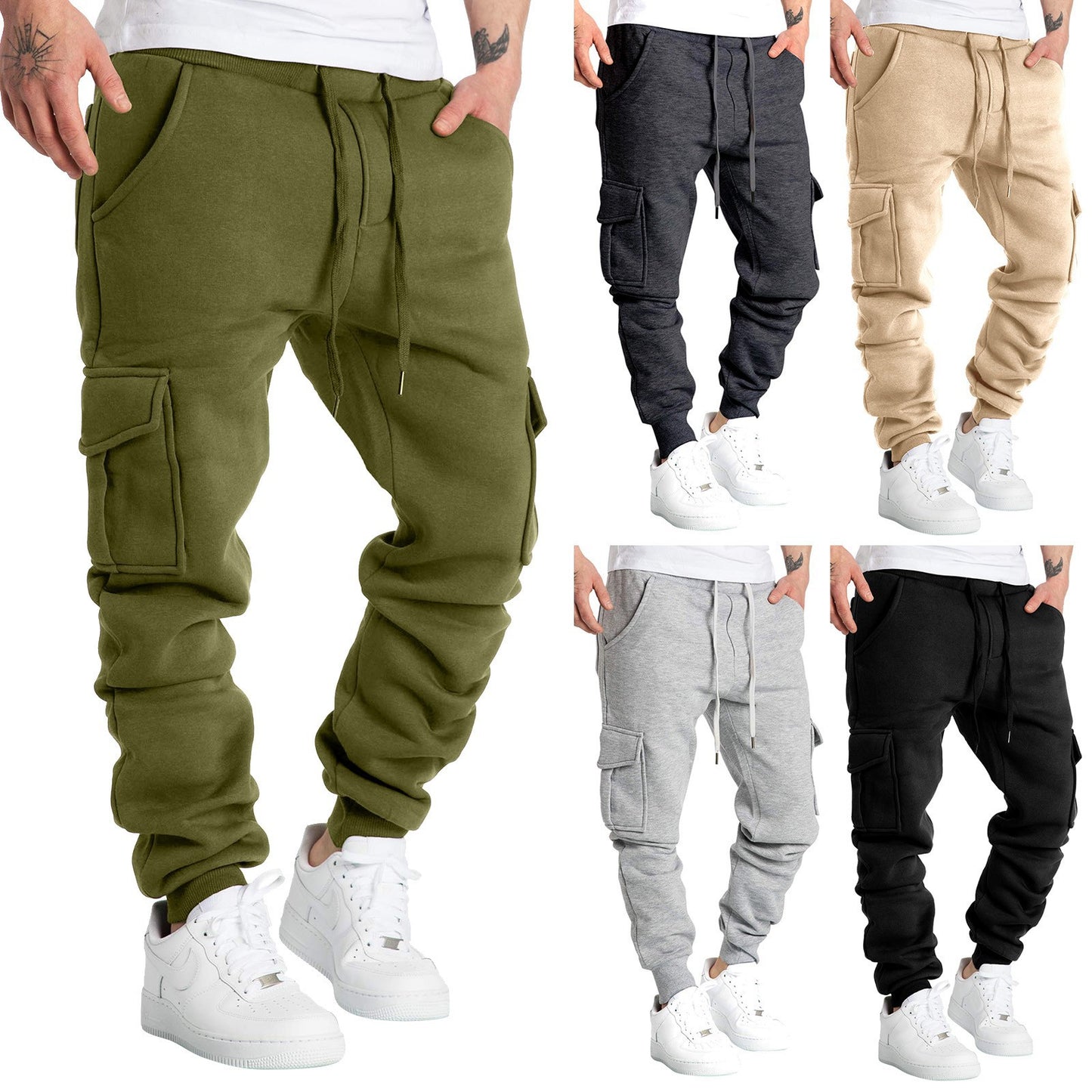 New Men Winter Pocket Sports Fleece Pants