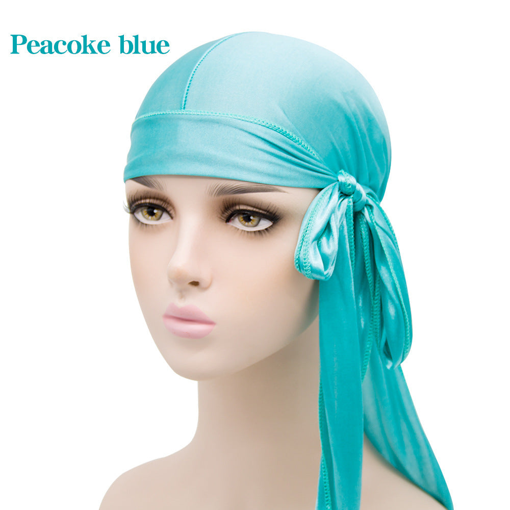 New Men And Women Satin Elastic Toe Cap Silky Long Tail Durag
