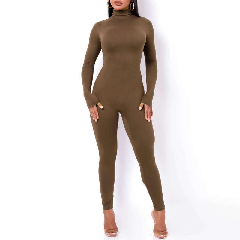 New Solid Color Tight-fitting Jumpsuit Pants Women