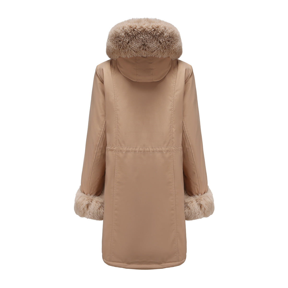 New Winter Women Fur Collar Hooded Warm Cotton Coat