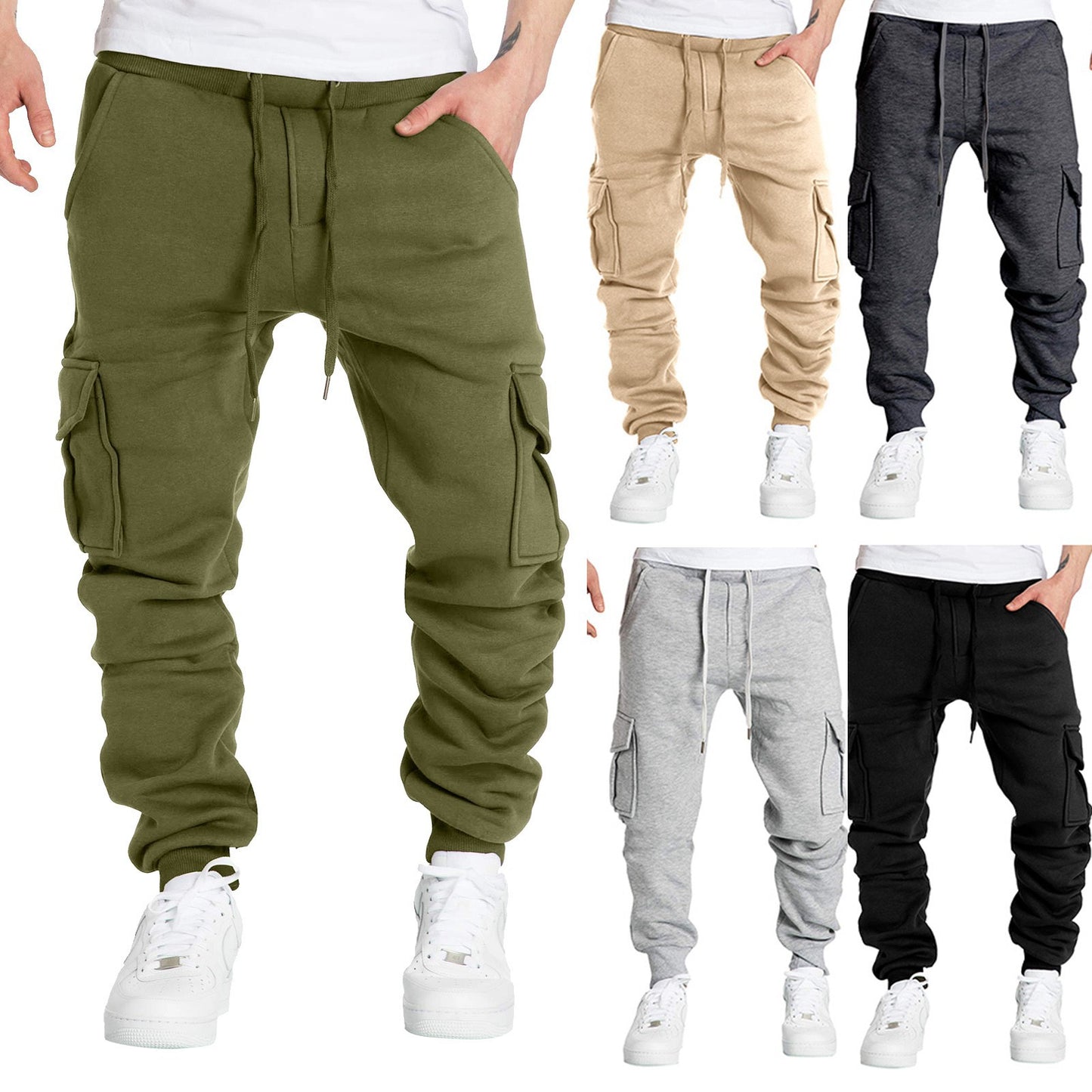 New Men Winter Pocket Sports Fleece Pants