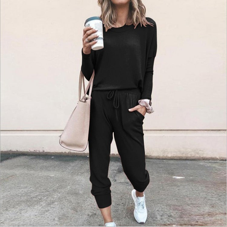 New Loose Solid Color Long-sleeved Casual Suit