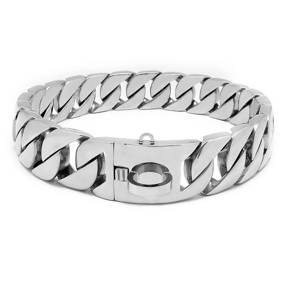 New 32mm Stainless Steel Casting Golden Dog Necklace Chain Large Dog Titanium Steel Collar