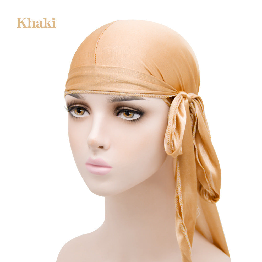 New Men And Women Satin Elastic Toe Cap Silky Long Tail Durag