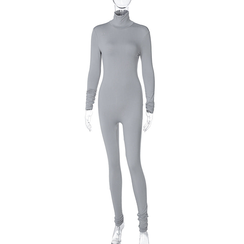 New Solid Color Tight-fitting Jumpsuit Pants Women