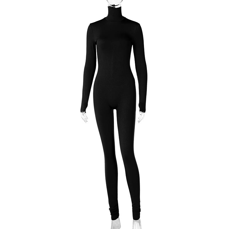New Solid Color Tight-fitting Jumpsuit Pants Women