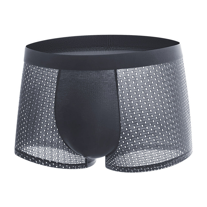 New Underwear Men Summer Ice Silk Mesh Breathable Middle Waist