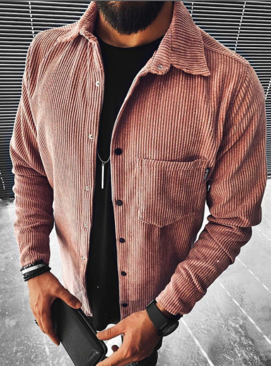 New Men Shirt Plaid Pocket Long Sleeve Shirt