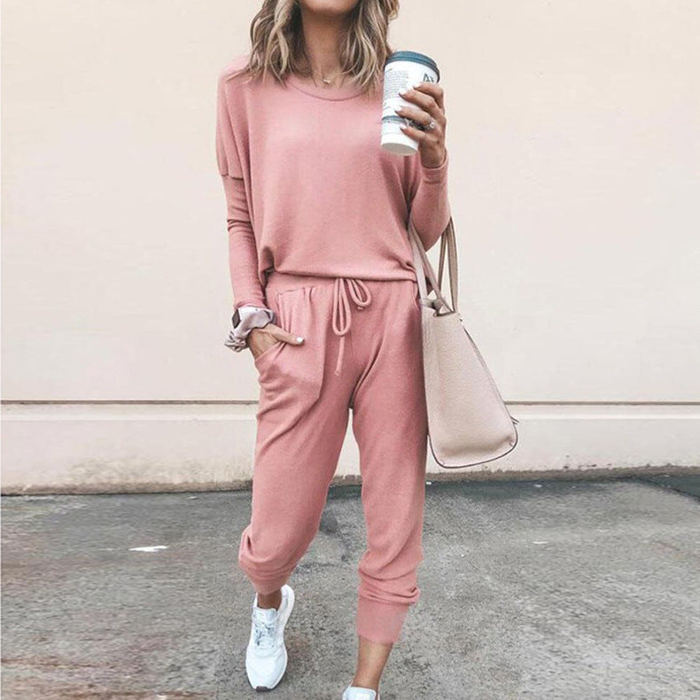 New Loose Solid Color Long-sleeved Casual Suit