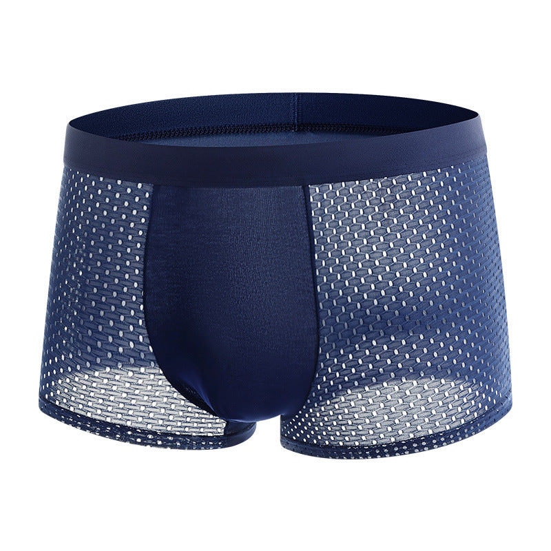 New Underwear Men Summer Ice Silk Mesh Breathable Middle Waist