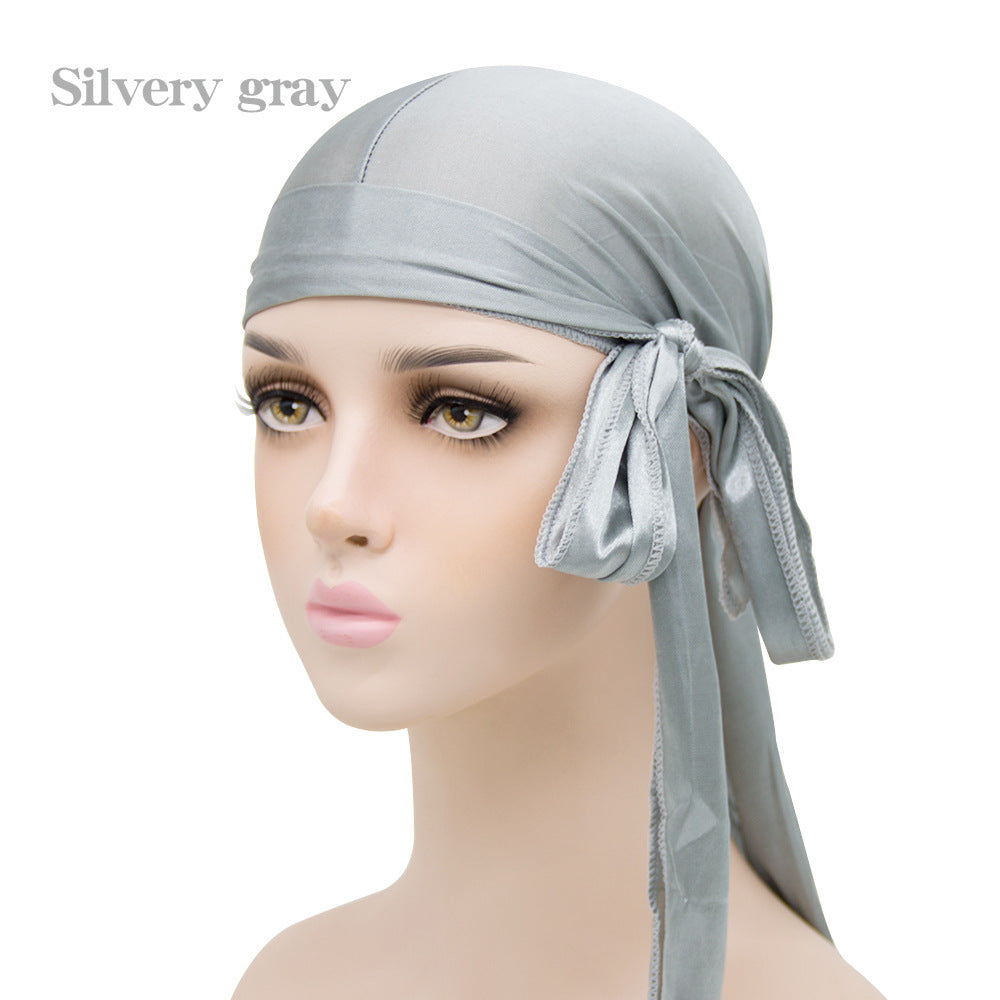 New Men And Women Satin Elastic Toe Cap Silky Long Tail Durag