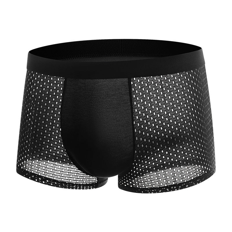 New Underwear Men Summer Ice Silk Mesh Breathable Middle Waist