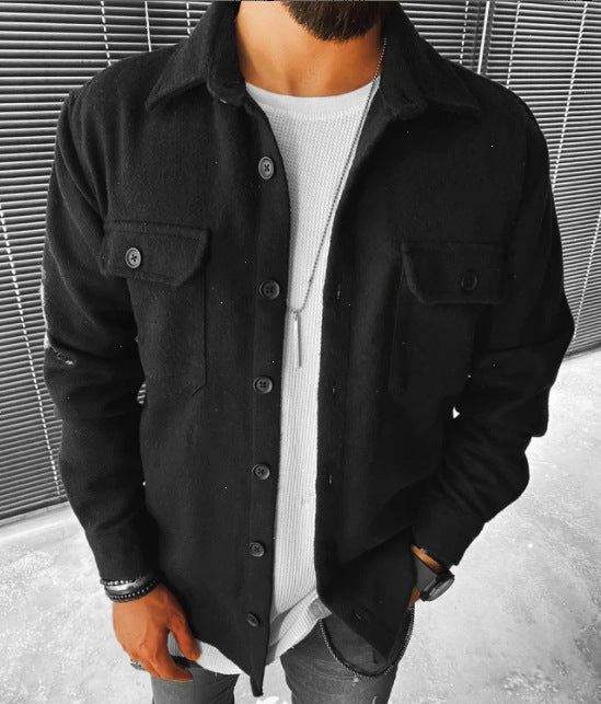 New Men Shirt Plaid Pocket Long Sleeve Shirt