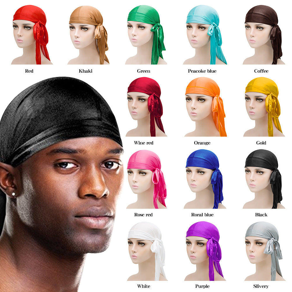 New Men And Women Satin Elastic Toe Cap Silky Long Tail Durag