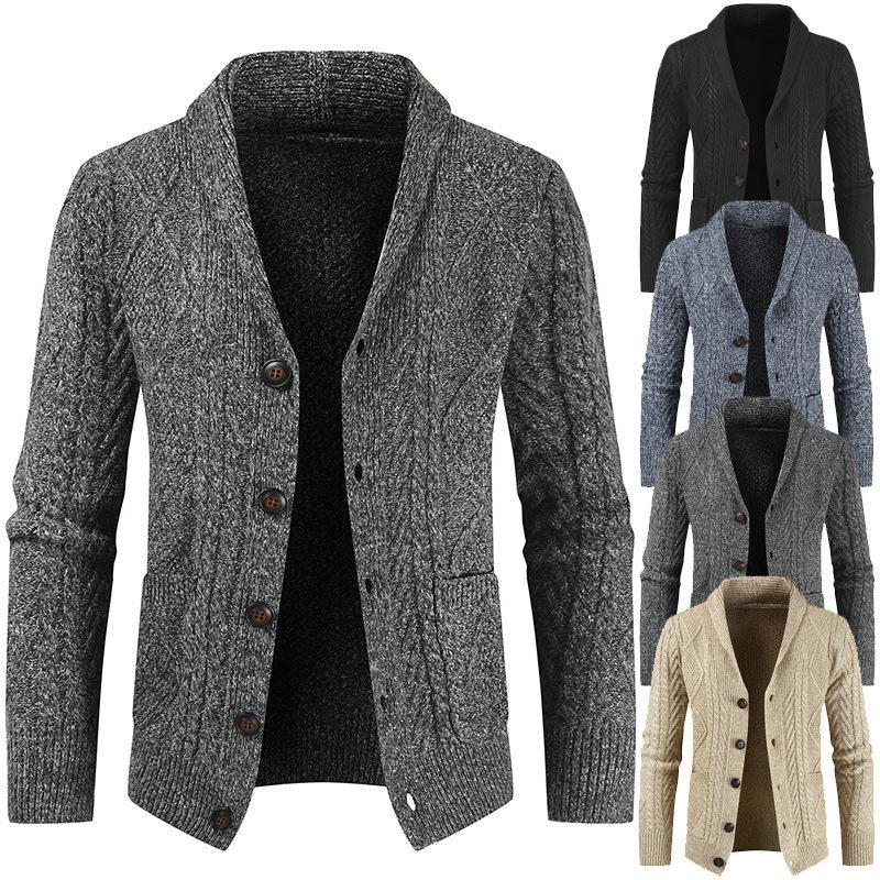 New Men Sweater Winter  Knitted Cardigan Loose Thickened Jacket