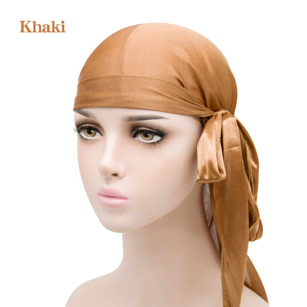 New Men And Women Satin Elastic Toe Cap Silky Long Tail Durag