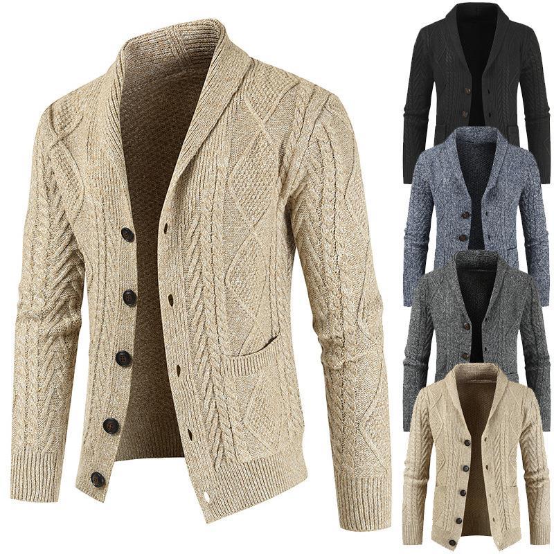 New Men Sweater Winter  Knitted Cardigan Loose Thickened Jacket