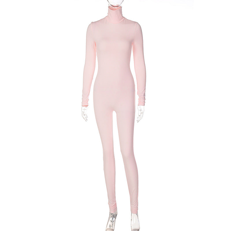 New Solid Color Tight-fitting Jumpsuit Pants Women