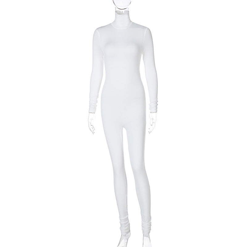 New Solid Color Tight-fitting Jumpsuit Pants Women