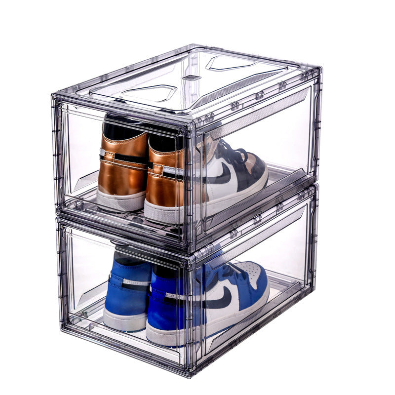 New Magnetic Suction Sneakers Storage Box Sports Shoes Display Dust-proof And Moisture-proof Shoe Cabinet