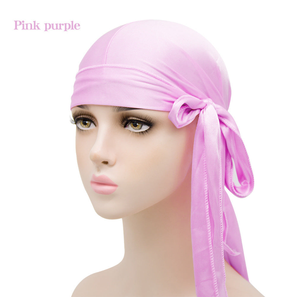 New Men And Women Satin Elastic Toe Cap Silky Long Tail Durag