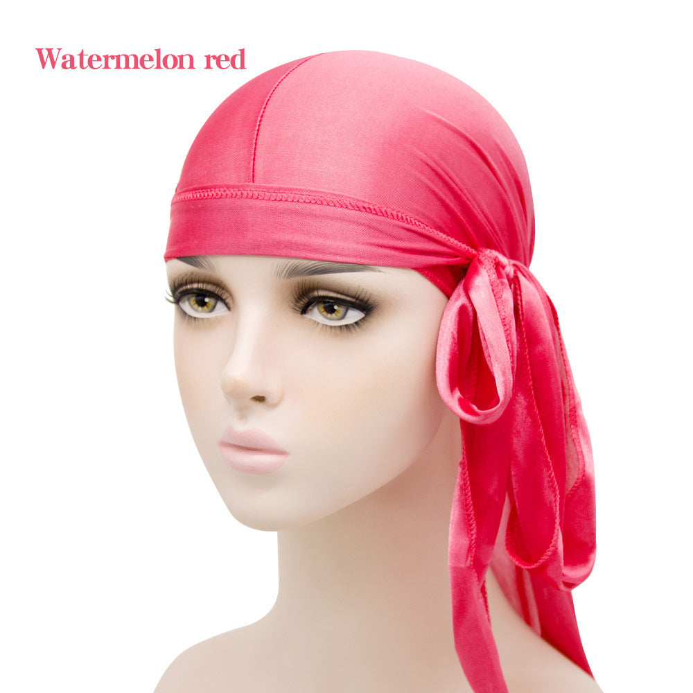 New Men And Women Satin Elastic Toe Cap Silky Long Tail Durag