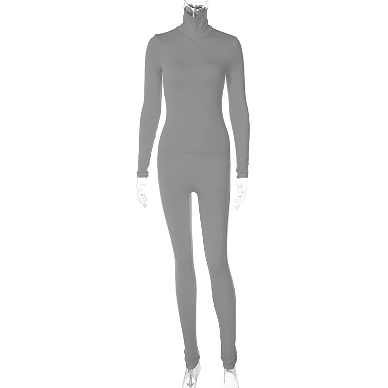 New Solid Color Tight-fitting Jumpsuit Pants Women