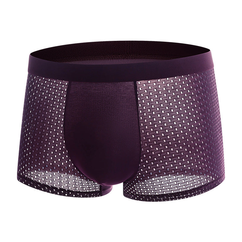 New Underwear Men Summer Ice Silk Mesh Breathable Middle Waist