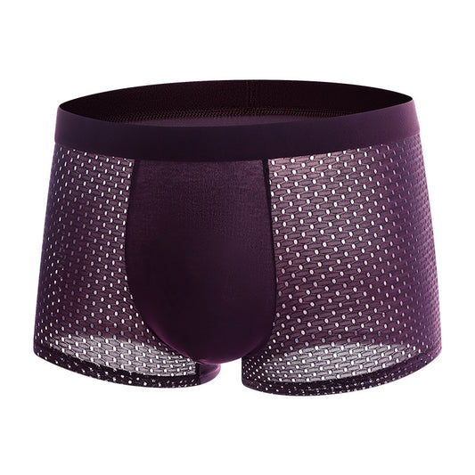 New Underwear Men Summer Ice Silk Mesh Breathable Middle Waist
