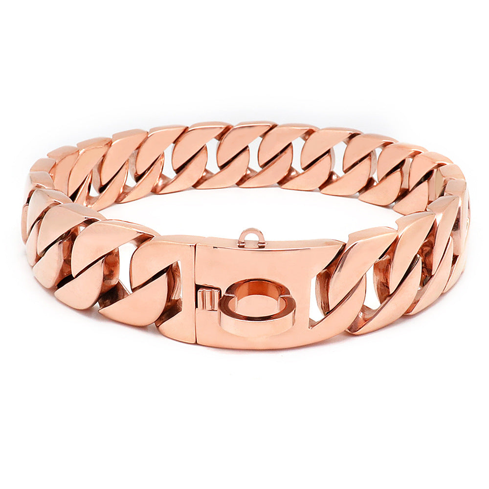 New 32mm Stainless Steel Casting Golden Dog Necklace Chain Large Dog Titanium Steel Collar