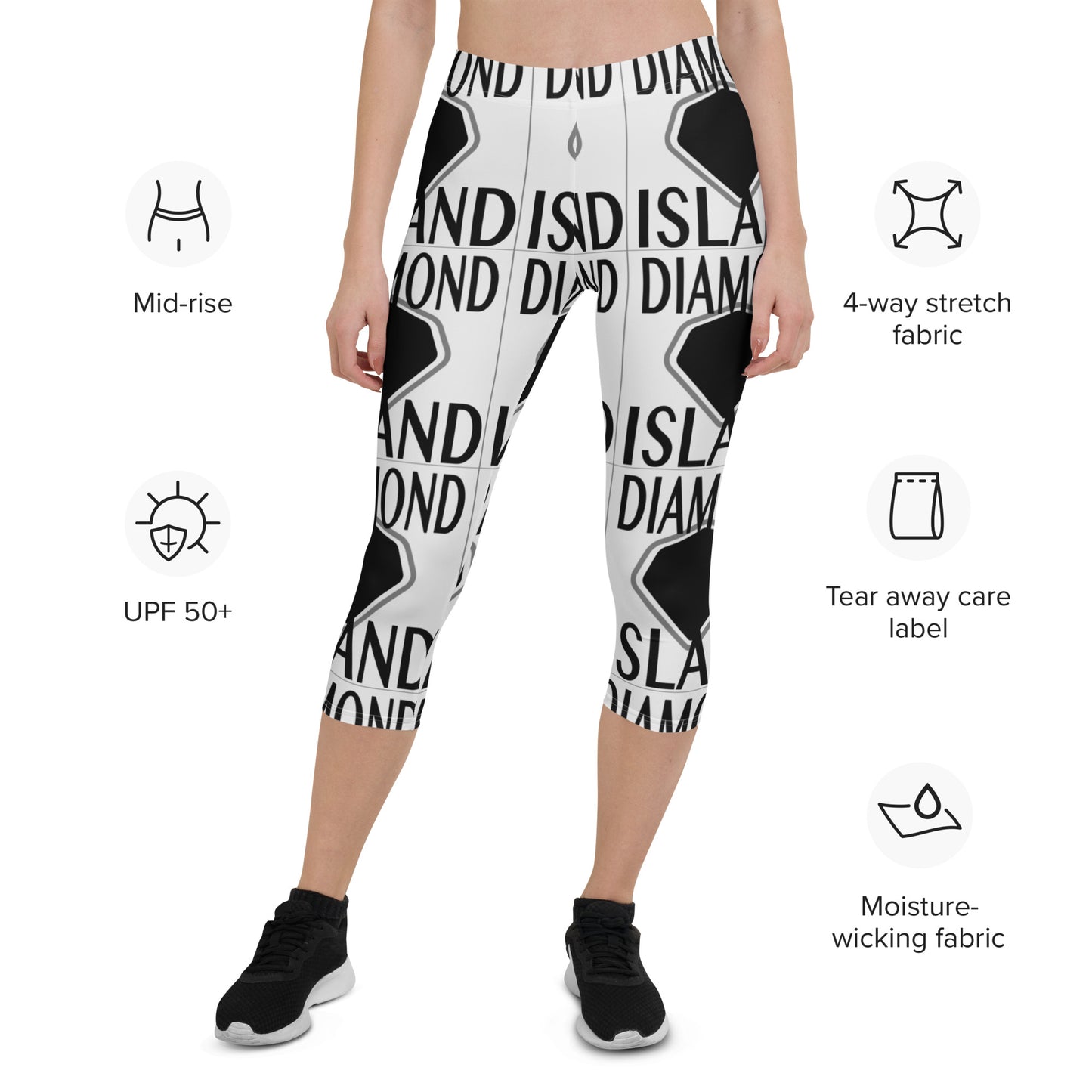 DIAMOND ISLAND  Capri Leggings  White/ Black