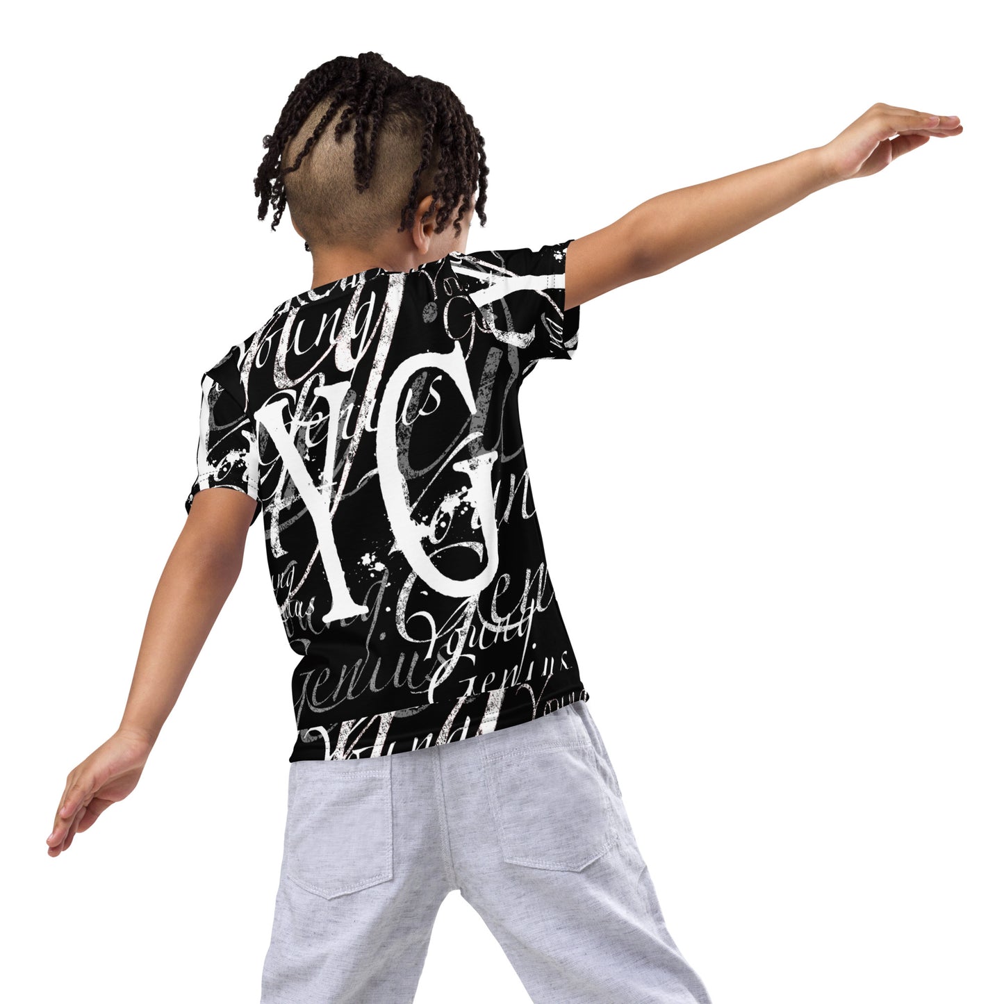 YOUNG GENIUS GEAR REPEAT  Kids crew neck t-shirt  Black/ White
