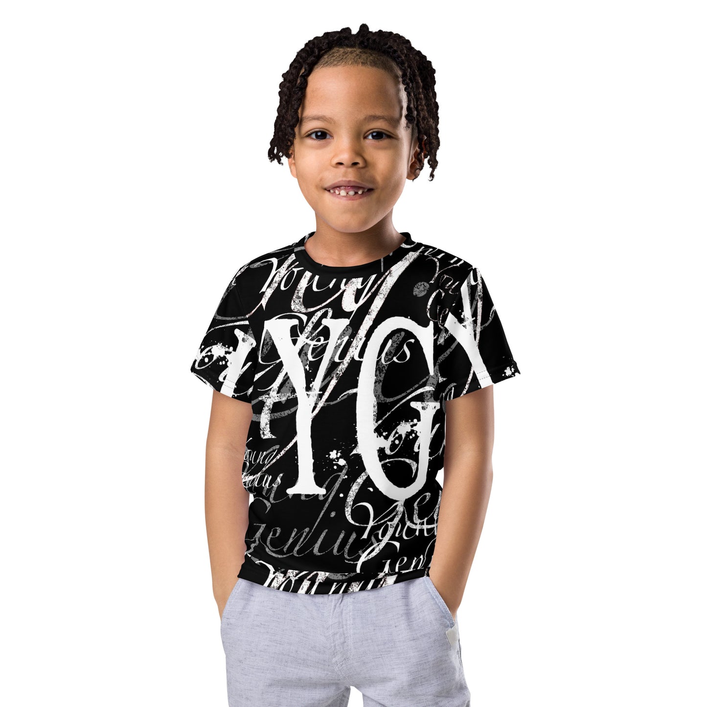 YOUNG GENIUS GEAR REPEAT  Kids crew neck t-shirt  Black/ White