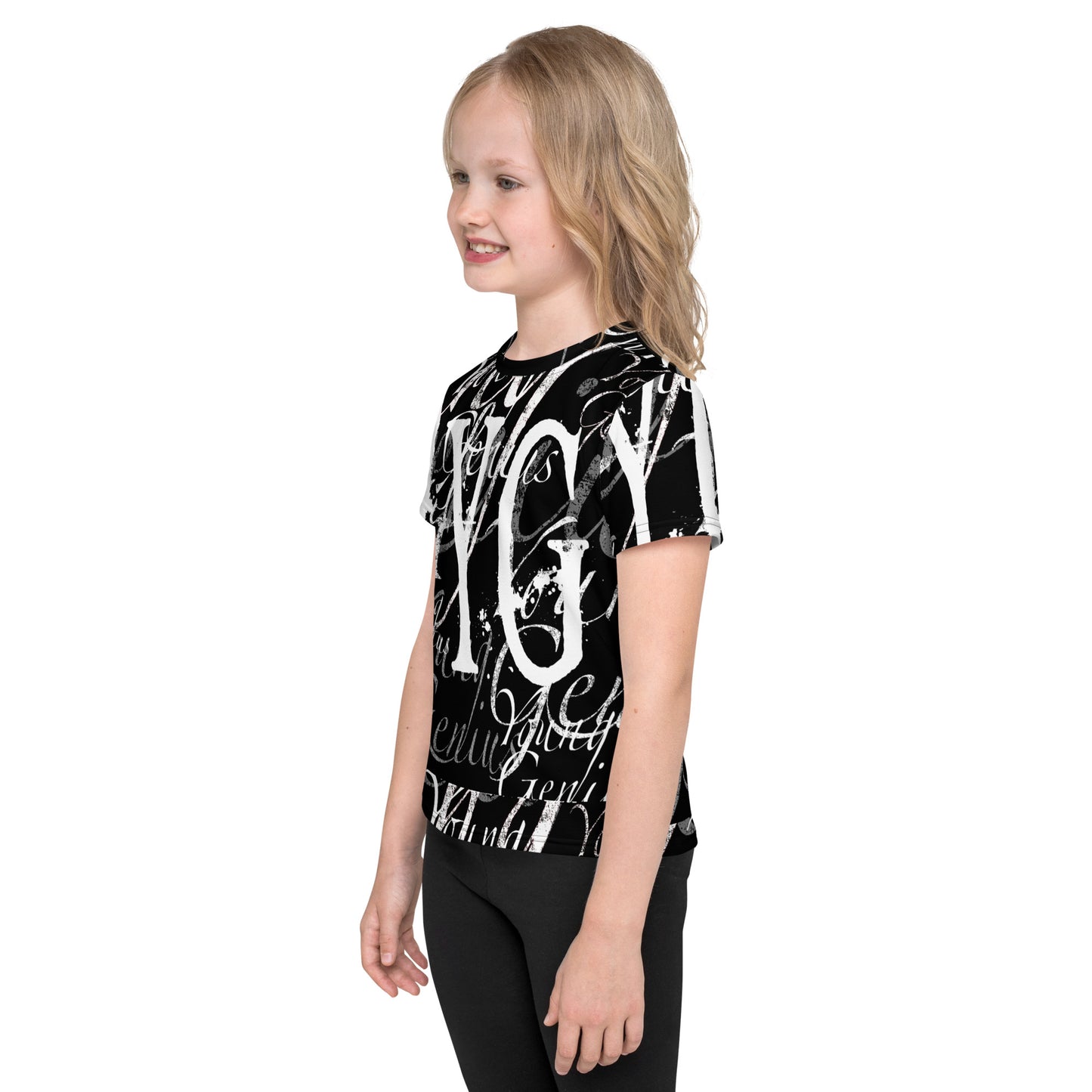 YOUNG GENIUS GEAR REPEAT  Kids crew neck t-shirt  Black/ White