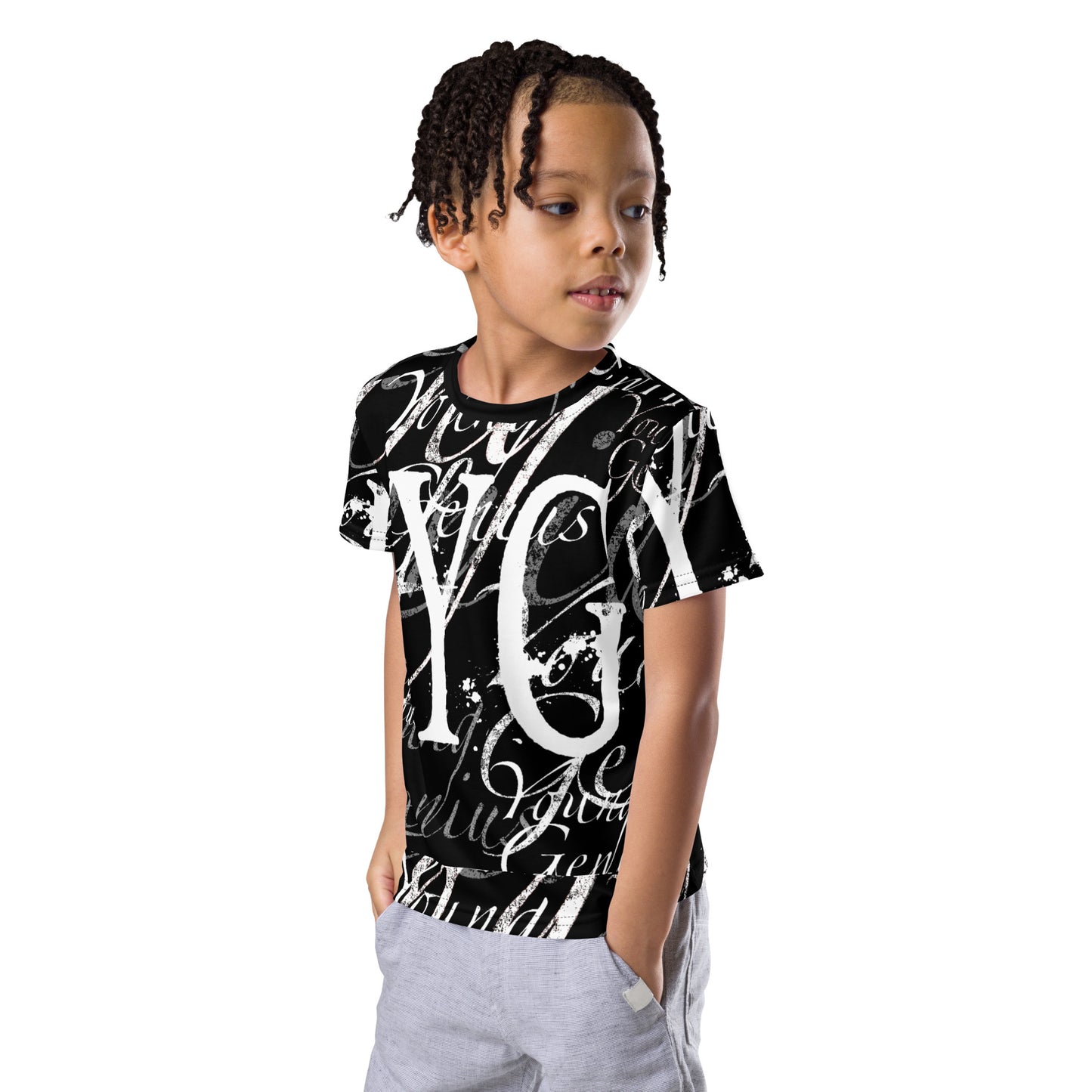 YOUNG GENIUS GEAR REPEAT  Kids crew neck t-shirt  Black/ White