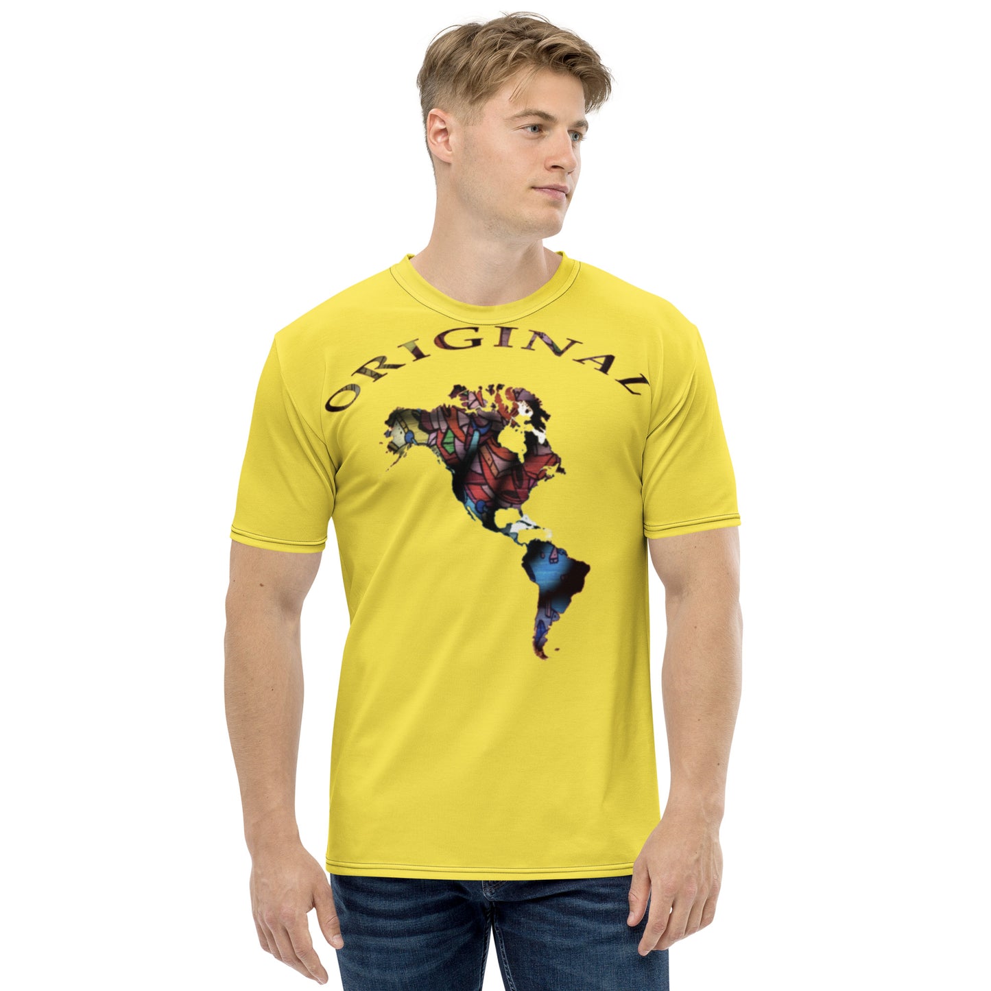 ONE ORIGINAL GEAR (SUN RISE WEAR)  Men's t-shirt  Yellow/ Multi Color