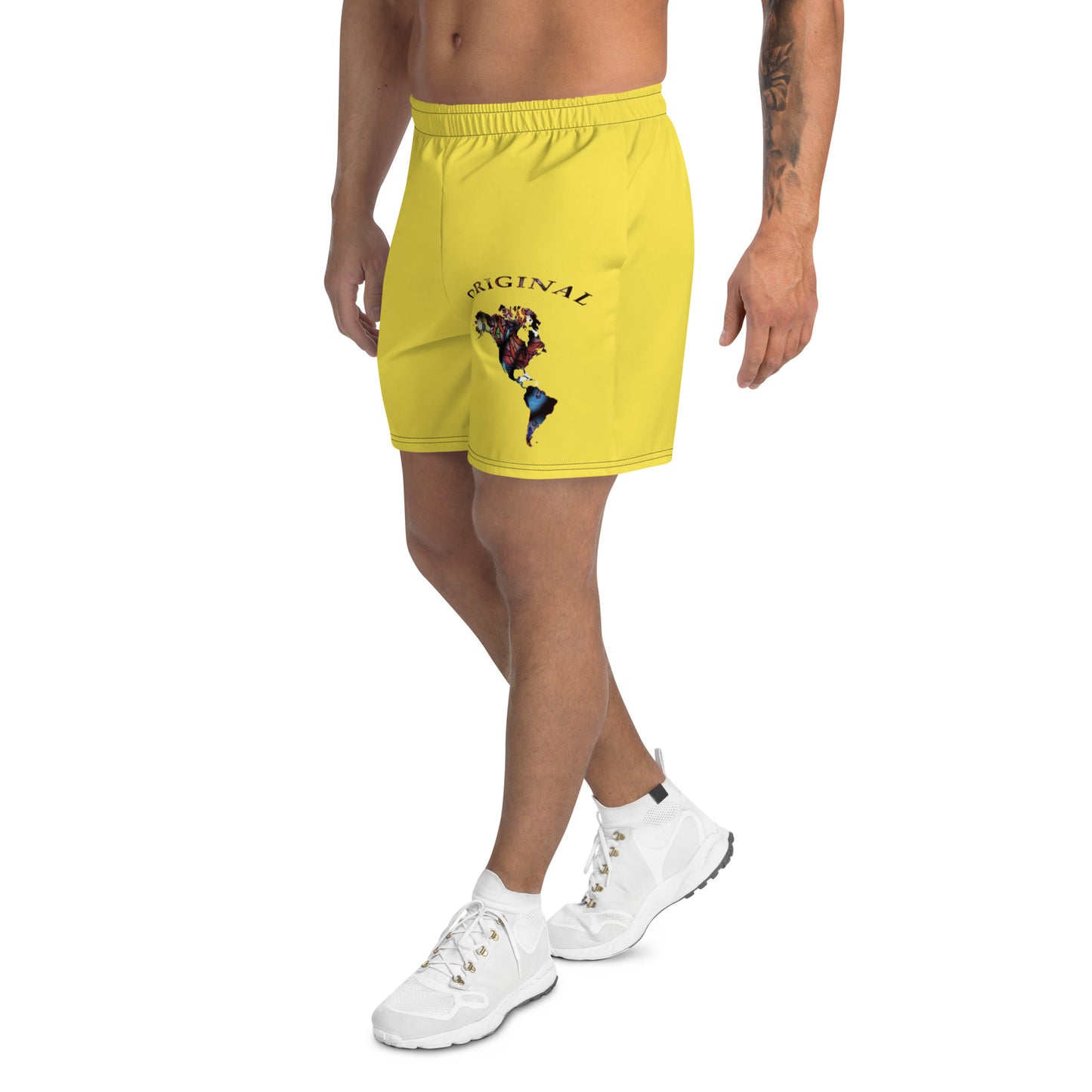 ONE ORIGINAL GEAR (SUN RISE WEAR)  Men's Recycled Athletic Shorts  Yellow/ Multi Color