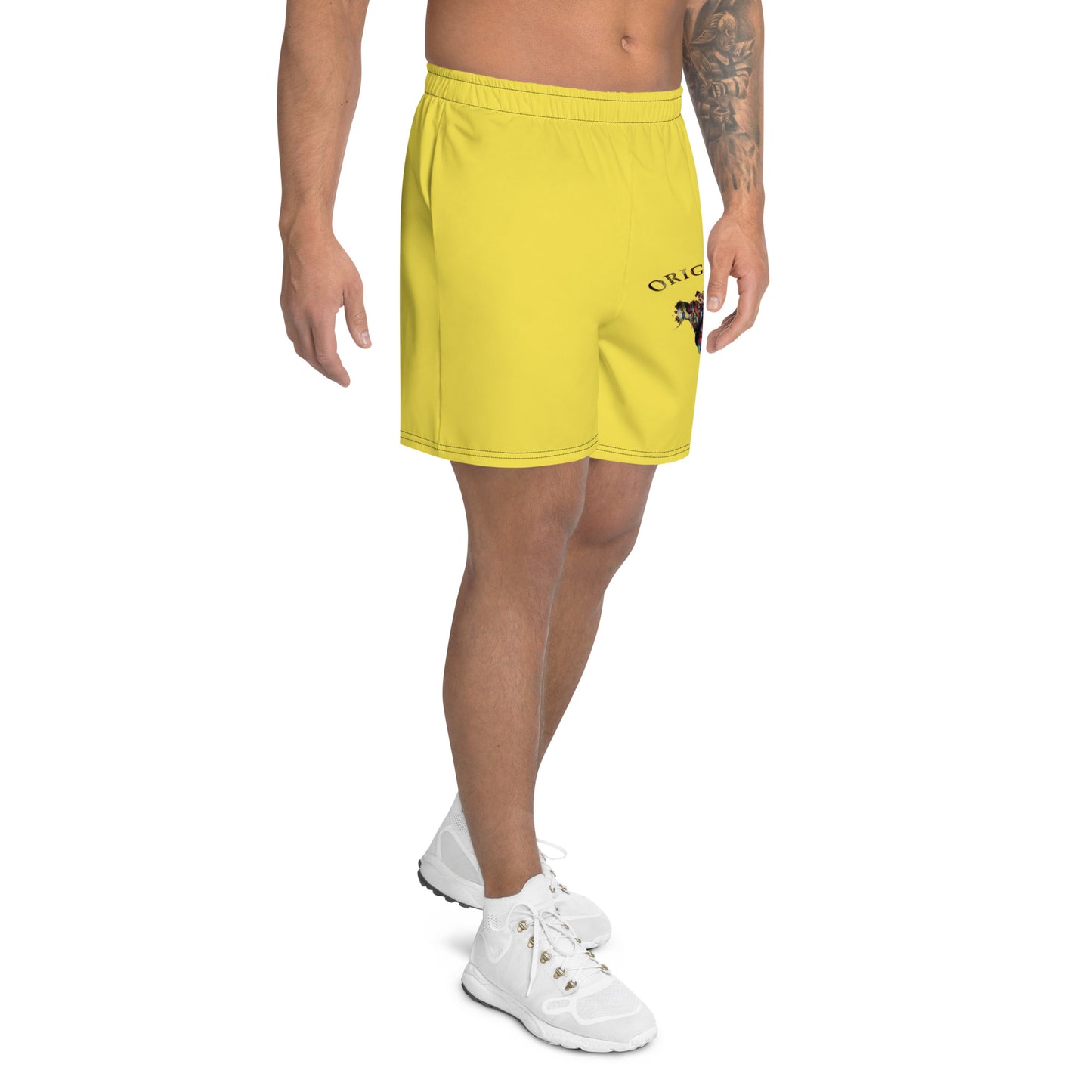 ONE ORIGINAL GEAR (SUN RISE WEAR)  Men's Recycled Athletic Shorts  Yellow/ Multi Color