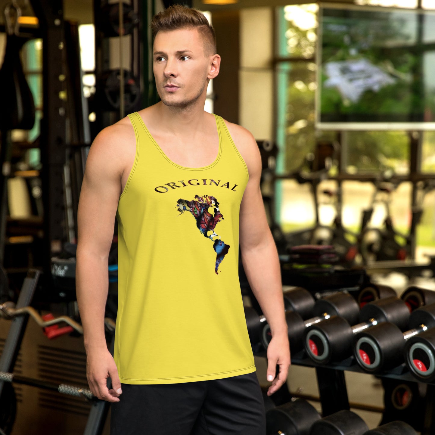 ONE ORIGINAL GEAR (SUN RISE WEAR)  Unisex Tank Top   Yellow/ Multi Color
