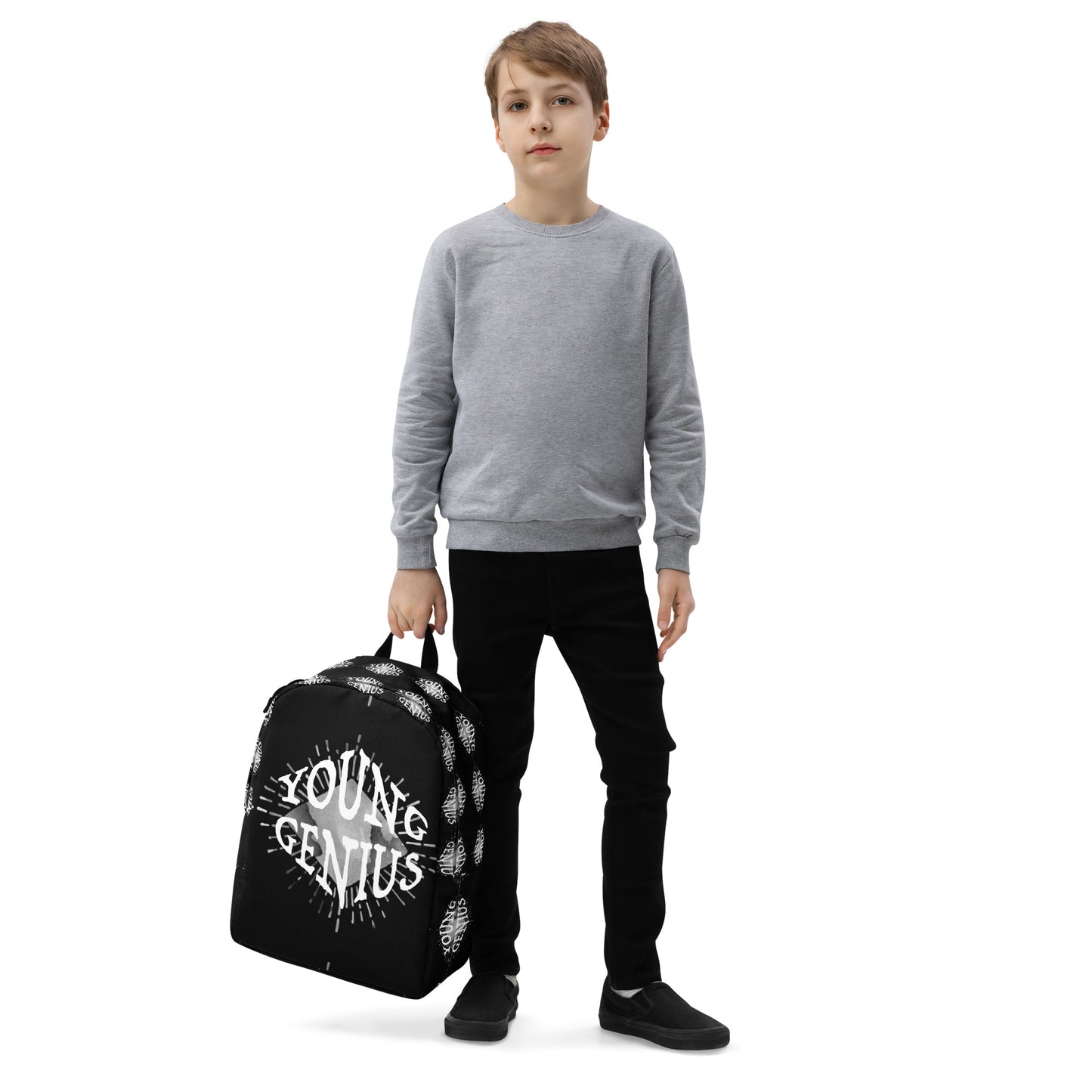 YOUNG GENIUS  Minimalist Backpack  Black/ White