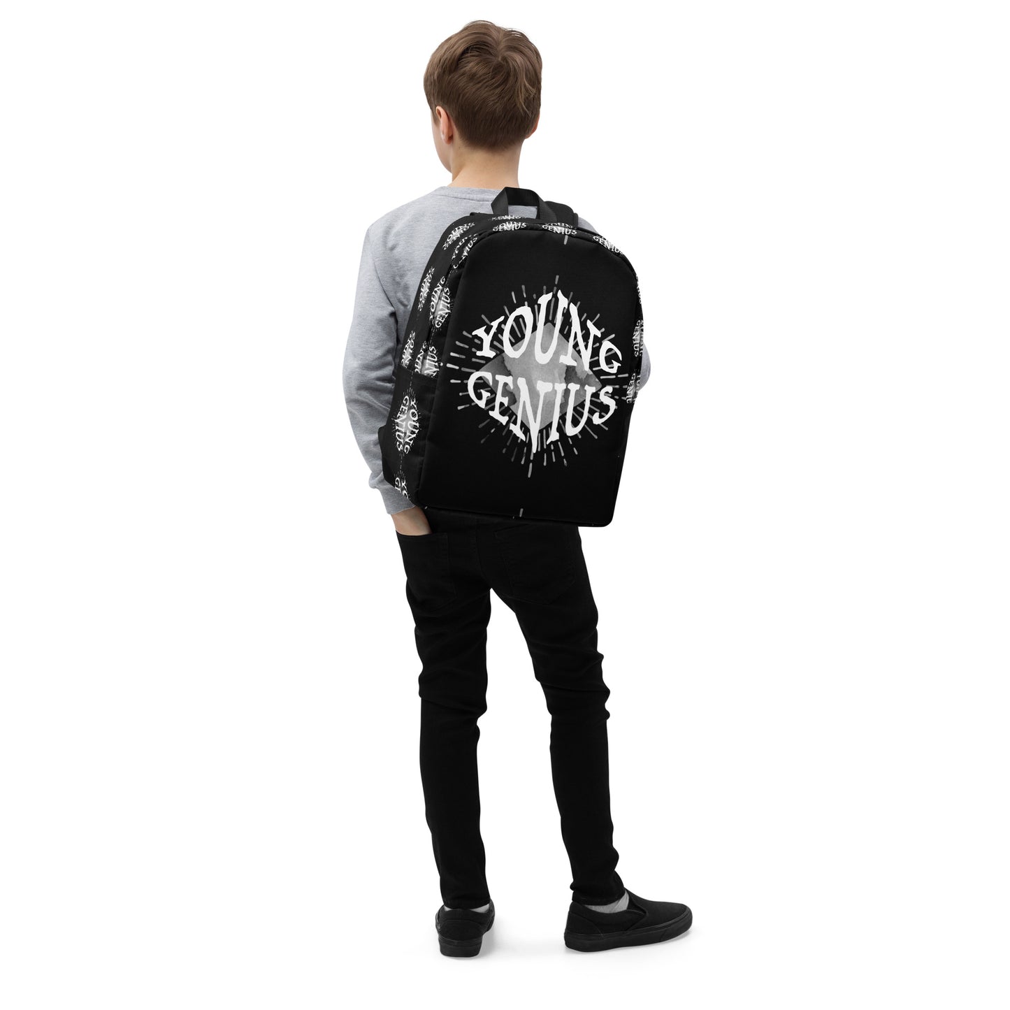 YOUNG GENIUS  Minimalist Backpack  Black/ White