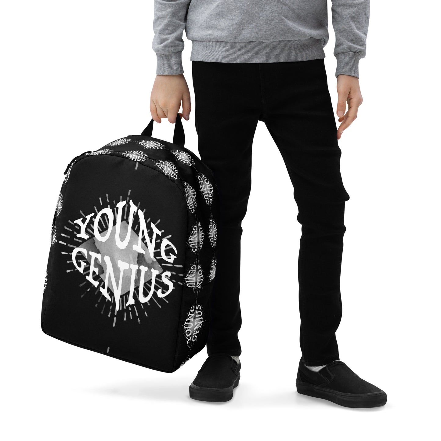 YOUNG GENIUS  Minimalist Backpack  Black/ White
