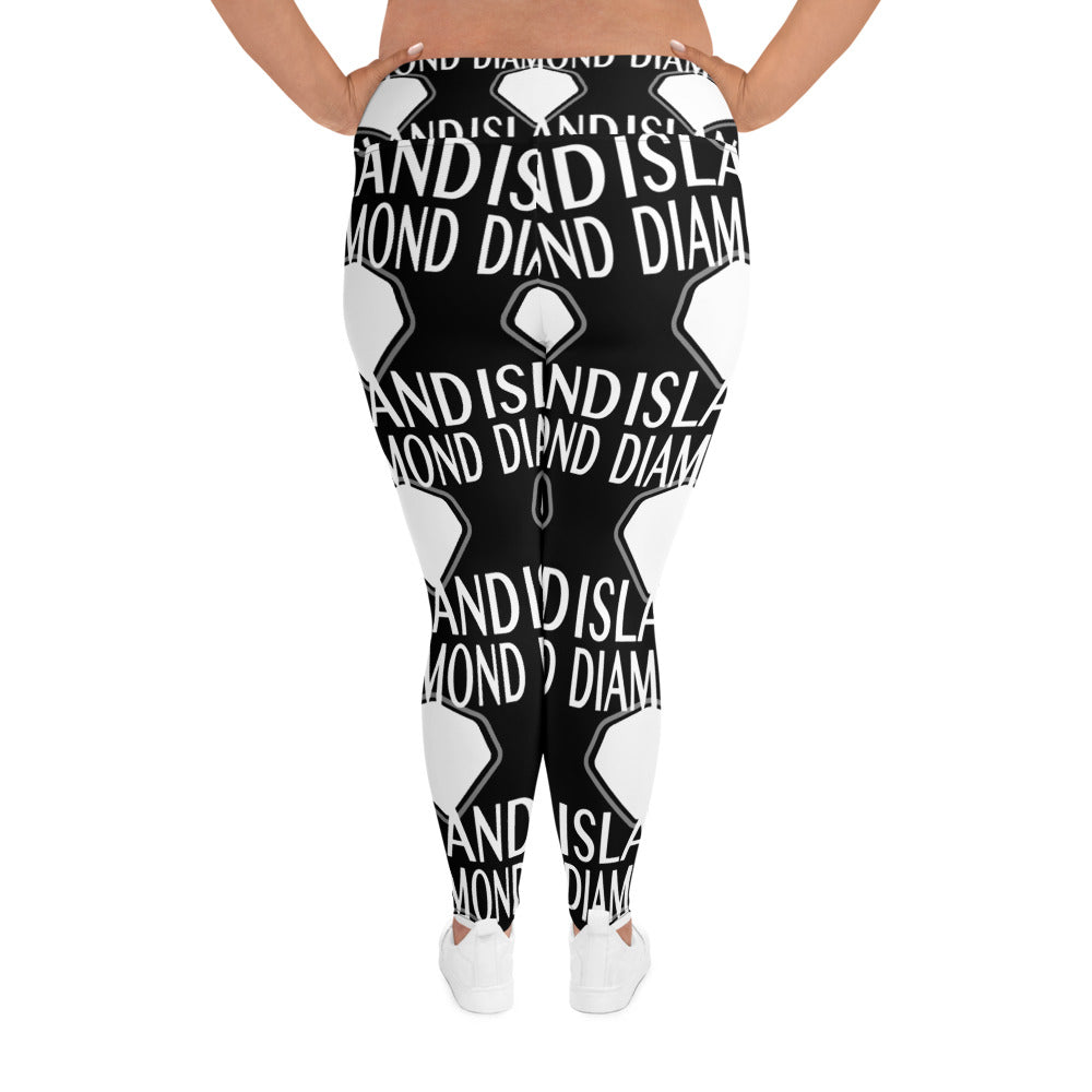 DIAMOND ISLAND Plus Size Leggings Black/ White Plus Size Leggings