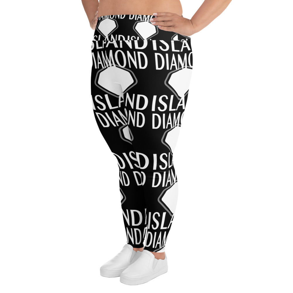 DIAMOND ISLAND Plus Size Leggings Black/ White Plus Size Leggings