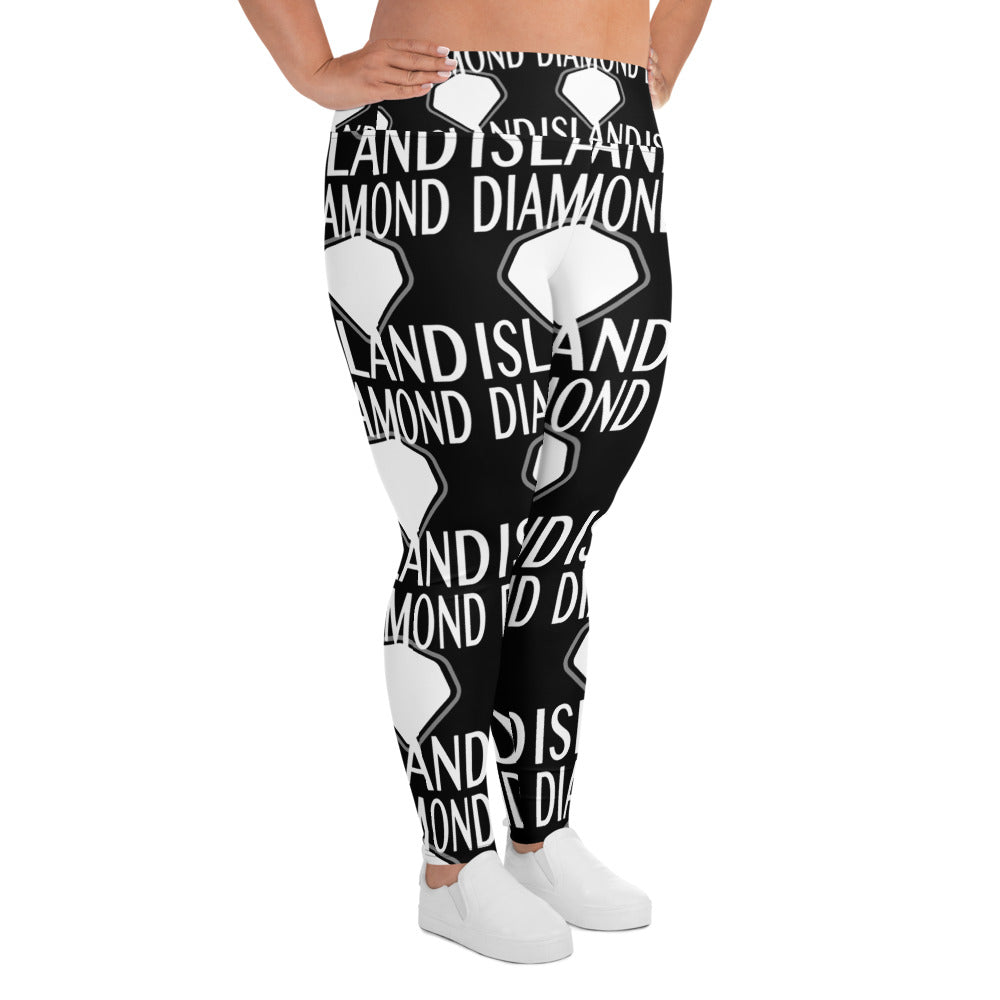DIAMOND ISLAND Plus Size Leggings Black/ White Plus Size Leggings