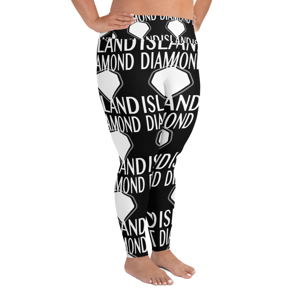 DIAMOND ISLAND Plus Size Leggings Black/ White Plus Size Leggings